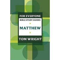 Green and yellow "Matthew" Bible study guide by Tom Wright with geometric design on the cover.