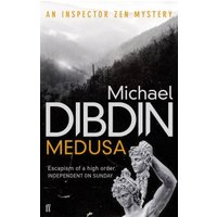 "Book cover of 'Medusa' by Michael Dibdin, featuring a statue of Medusa and a misty mountain landscape in the background"