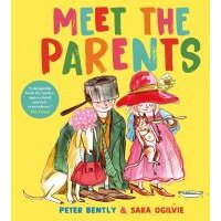 "Colorful children's book 'Meet the Parents' by Peter Bently, illustrated cover with kids in playful costumes."