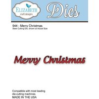Steel cutting die with "Merry Christmas" text in red script, compatible with leading die-cutting machines.