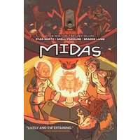 Comic book "Midas" cover featuring characters around a glowing orb, with a futuristic and adventurous theme.
