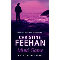 "Mind Game book cover, silhouette of person by purple ocean, text 'Christine Feehan' and 'A Ghostwalker Novel'"
