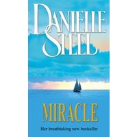 Blue book cover of "Miracle" by Danielle Steel, featuring a sailboat on the ocean under a cloudy sky.