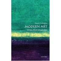 Book titled "Modern Art: A Very Short Introduction" with a green, yellow, and purple abstract cover design.