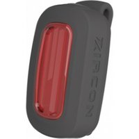 Black Moon Zircon-R rear bike light with red lens and 90 lumens output, compact design with rounded edges.