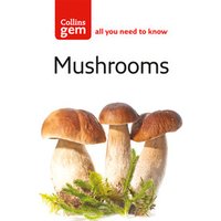 Collins Gem book titled "Mushrooms" featuring three brown mushrooms on a white background.