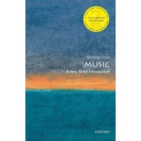 Book cover for "Music: A Very Short Introduction" by Nicholas Cook, featuring a blue and orange abstract design.
