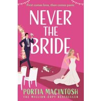 "Pink cover of 'Never the Bride' book with bride and groom illustration, white text, by HarperCollins Publishers"