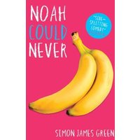 Pink cover book "Noah Could Never" with two bananas and a blue circle stating "side-splitting comedy".