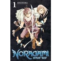 Noragami manga volume 1 cover featuring two characters with swords, dark background, and stylized title text.