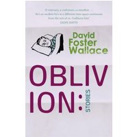 "Book 'Oblivion: Stories' by David Foster Wallace, white cover with purple text and illustrated face"