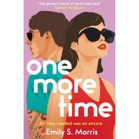 "Book 'One More Time' by Emily S. Morris, cover with illustrated couple in sunglasses, bold purple and white text"