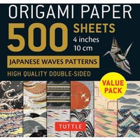 Origami paper pack, 500 sheets, 10 cm, Japanese wave patterns, double-sided, multicolor designs, Tuttle Publishing.