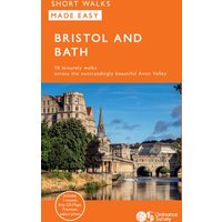 "OS Short Walks Made Easy guidebook, Bristol & Bath cover with cityscape and orange header"