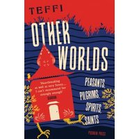 "Book titled 'Other Worlds' by Teffi, red house illustration, blue background with yellow branches, red and white text"