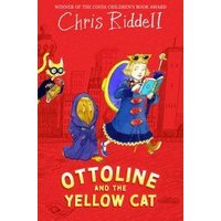 Children's book "Ottoline and the Yellow Cat" with red cover, features Ottoline and a cat in blue outfits.