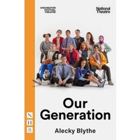 "Our Generation" book cover with diverse group of young people sitting and standing, orange and white background.