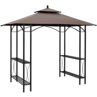 Outsunny BBQ Tent Canopy Gazebo with Side Tables - Coffee - image 2