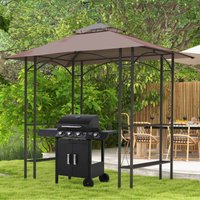 Outsunny BBQ Tent Canopy Gazebo with Side Tables - Coffee - image 3