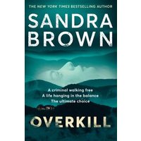 "Overkill book by Sandra Brown, dark cover with misty mountains and bold white title text"