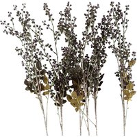 Pack of 6 artificial dark berry stems, 85cm tall, with clusters of small dark berries and green leaves.