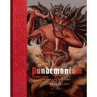 "Pandemonium book with red spine, featuring a horned demon with wings and snakes on the cover."