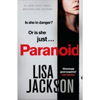 "Book titled 'Paranoid' by Lisa Jackson, featuring a woman's partial face and bold red text on a black and white cover."