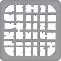 Square metal stencil with grid pattern and jagged edges, designed for crafting by Go Craft Distribution.