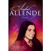 Book cover for "Paula" by Isabel Allende, featuring a smiling woman against a colorful, swirling background.