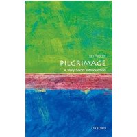 Book titled "Pilgrimage: A Very Short Introduction" with abstract green, red, and blue cover design.