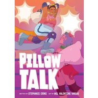 "Pillow Talk comic book cover with colorful illustration of two wrestlers in action, bold pink and white title text"