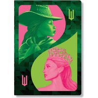 A6 lined cahier with pink and green cover featuring two illustrated figures, one in a hat and the other with a crown.