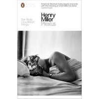 Black and white book cover of "Plexus" by Henry Miller, featuring a woman lying on a bed.