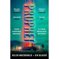 "Prophet book cover with vibrant colors, vertical title, and authors Helen Macdonald and Sin Blaché at the bottom"