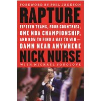 Red and white book cover titled "Rapture" by Nick Nurse, featuring a basketball coach image at the bottom.