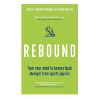 Green book titled "Rebound" with a shoe icon, by Carrie Jackson Cheadle and Cindy Kuzma, focuses on sports injury recovery.