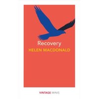 Red book cover titled "Recovery" by Helen Macdonald, featuring a blue bird in flight.