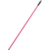 Pink Red Gorilla broom handle with black grip and hanging hole.