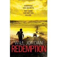 Book cover for "Redemption" by Will Jordan, featuring a man running on a road with a yellow sky and bold red title text.