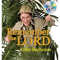 "Remember the Lord" book with man in safari hat peeking through palm leaves, includes a free CD.