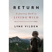 "Book 'Return' by Lynx Vilden, cover showing person in fur clothing against a mountain landscape at sunset"