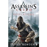 "Assassin's Creed: Revelations book cover, hooded figure with cityscape background, by Oliver Bowden"