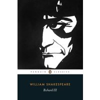 Black and white cover of "Richard III" by William Shakespeare, featuring a stylized face illustration.