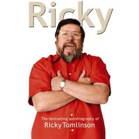 Autobiography "Ricky" by Ricky Tomlinson, cover features him in a red shirt with arms crossed, smiling broadly.