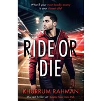 "Ride or Die book cover featuring a man in a red jacket on a blurred city street with bright lights"