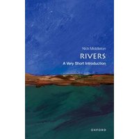 "Book titled 'Rivers' by Nick Middleton, featuring abstract blue and green cover with brown horizontal line."
