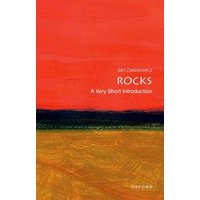 "Book titled 'Rocks: A Very Short Introduction' with red, black, and yellow abstract cover design."