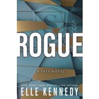 "Rogue book by Elle Kennedy, blue and gold abstract cover with large white title text."