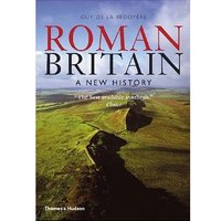 "Roman Britain book with aerial view of ancient landscape and bold red and white title text on cover"