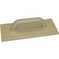 Beige S+J large plastic float by Spear and Jackson with a rectangular base and an arched handle.
